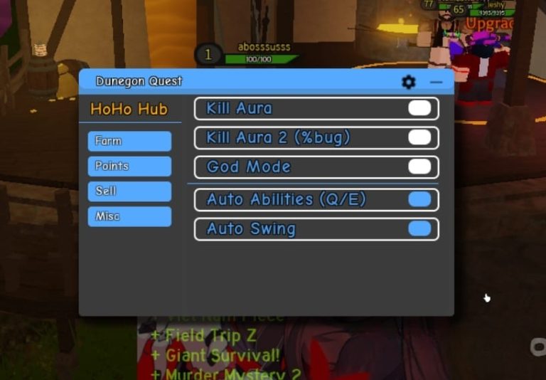 Dungeon Quest: Kill Aura, God Mode, Auto Swing Script Download 100% Free