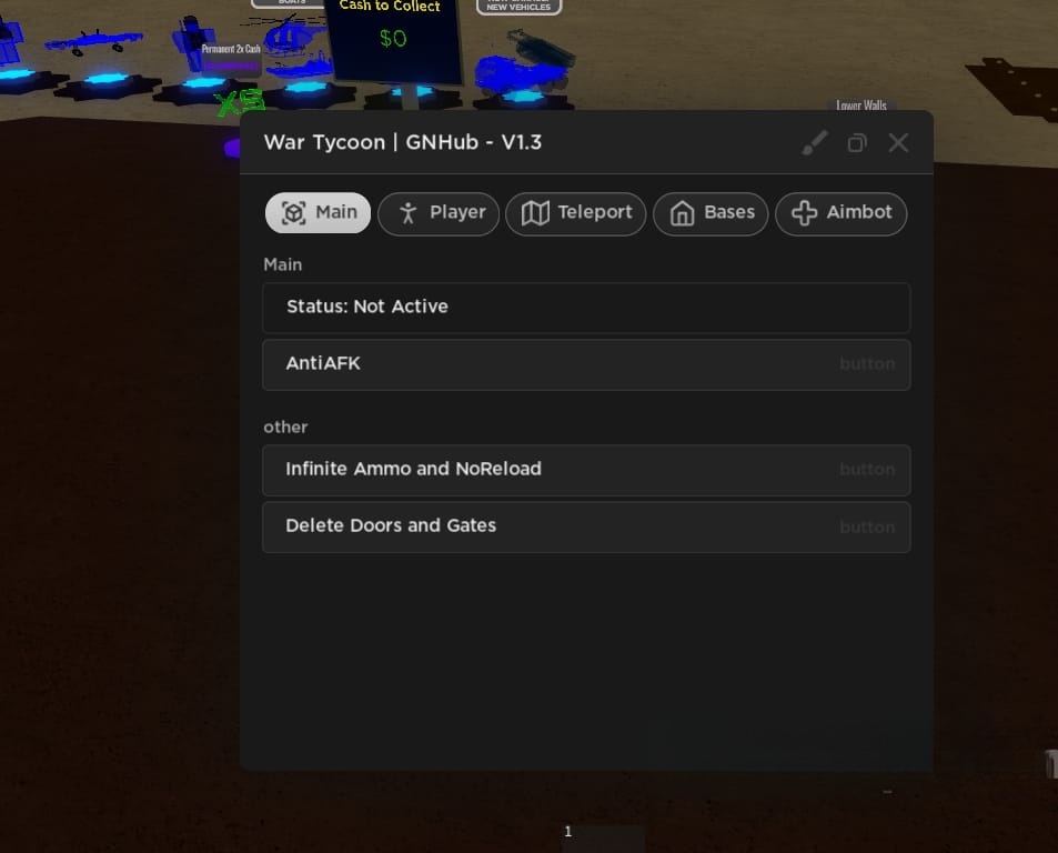 War Tycoon: Infinite Ammo, Anti Afk, Delete Doors Script